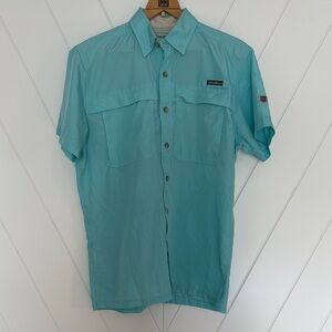 Eddie Bauer Men's Classic Aqua Casual Button Down Shirt Medium
